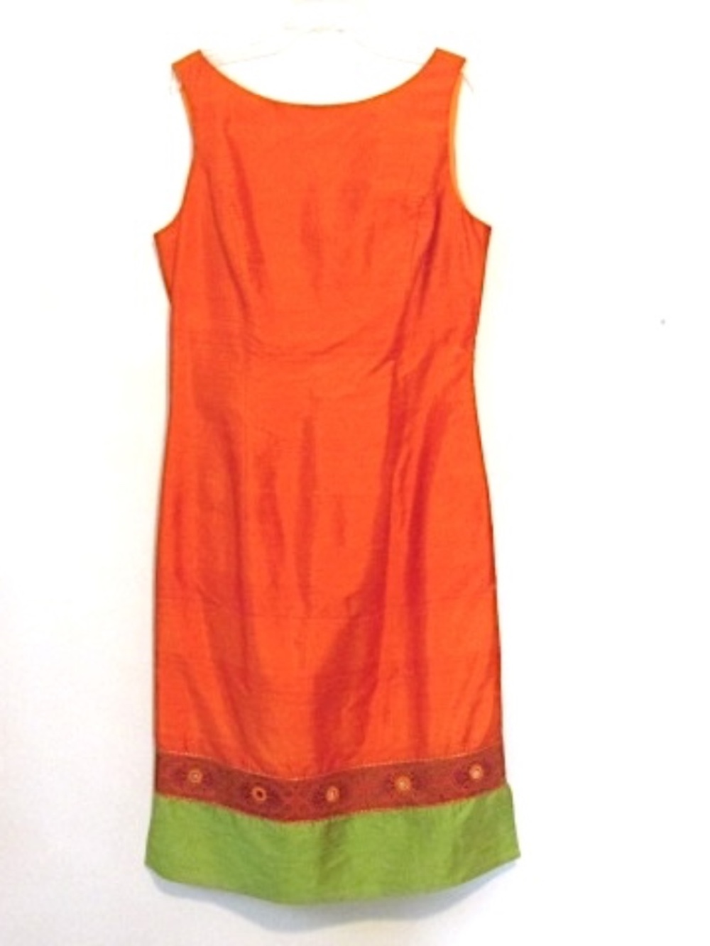 Mica Orange Sequin Embroidered Silk Sheath Dress, Size 8